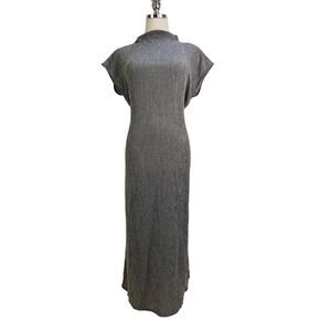 Eileen Fisher High Neck Boxy Shift Dress Gray Midi